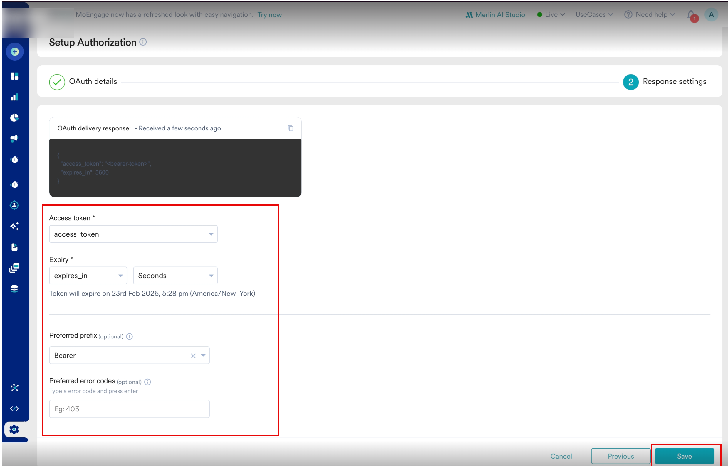 Save Configuration Screenshot