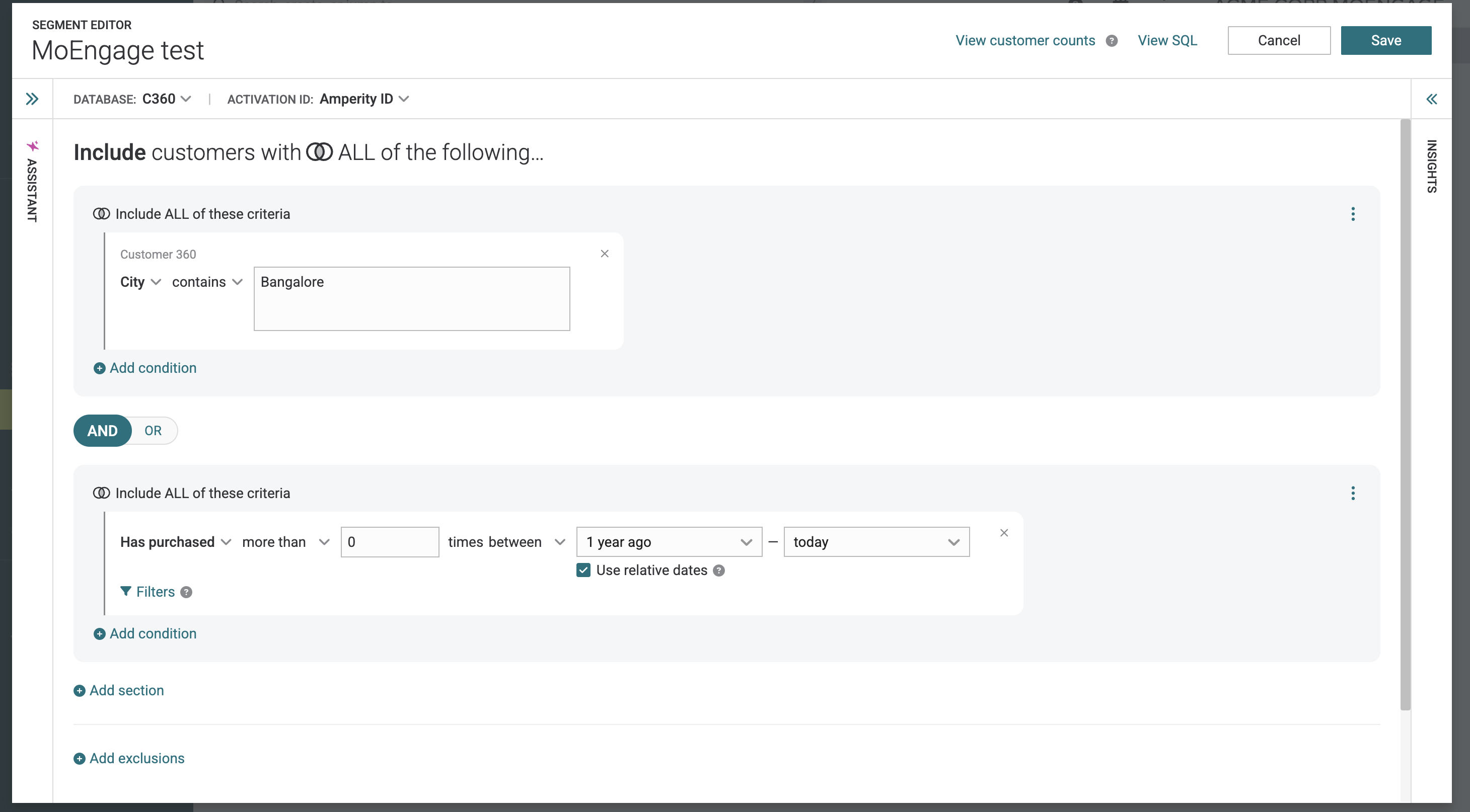 Segment Editor in Amperity